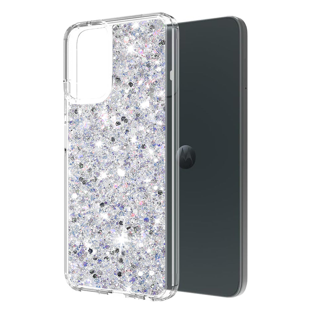 Coque pour Motorola Moto G14, Techsuit, Paillettes Scintillantes, Blanche