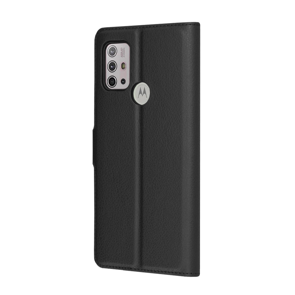 Coque pour Motorola Moto G30 / G20 / G10, Techsuit, Folio en cuir, Noire