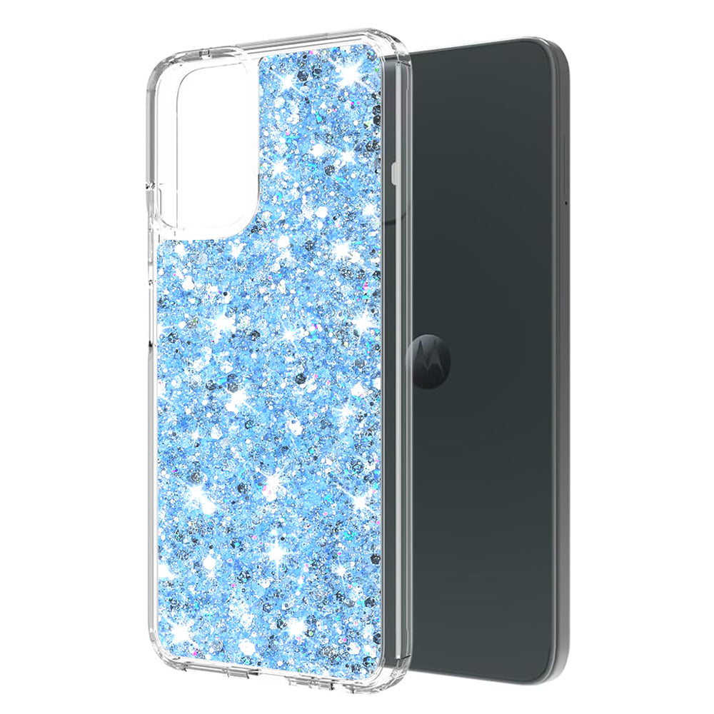 Coque pour Motorola Moto G45 / G34, Techsuit, Paillettes Scintillantes, Bleu