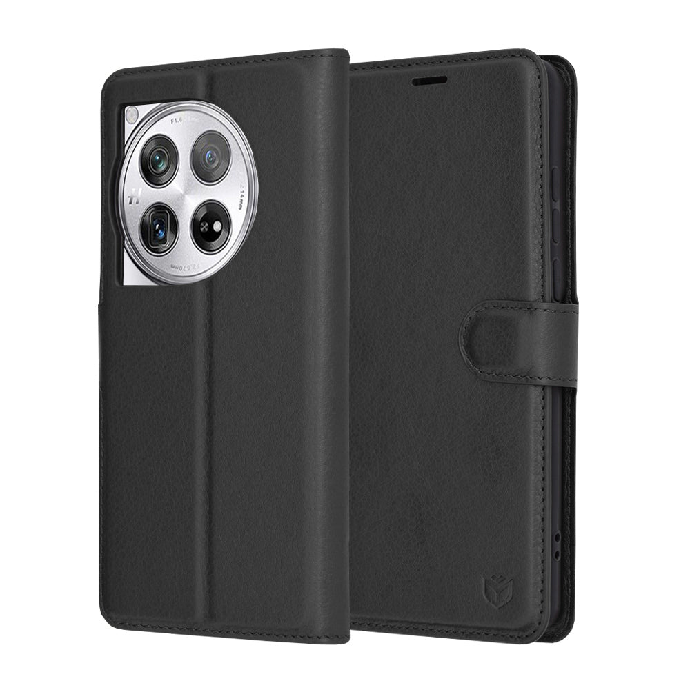 Coque pour OnePlus 12, Techsuit, Leather Folio, Noire