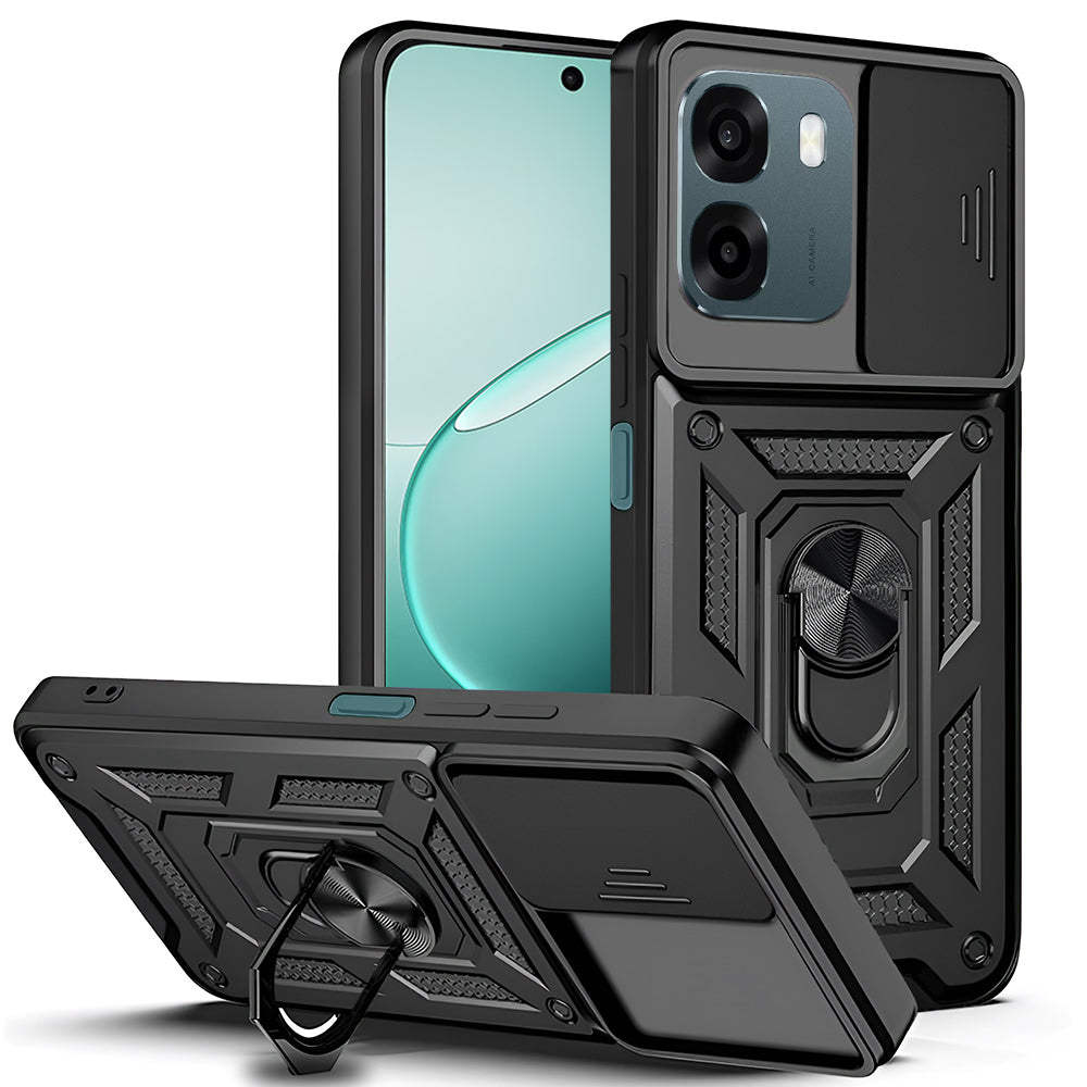 Hoes voor Oppo A6 4G, Techsuit, CamShield, Zwart