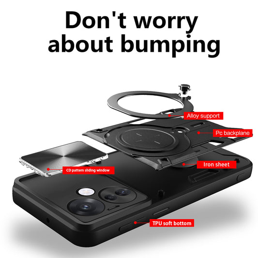 Hoesje voor Oppo Reno13 FS 5G / Reno13 F 4G / Reno13 F, Techsuit, CamGuard Pro, Zwart