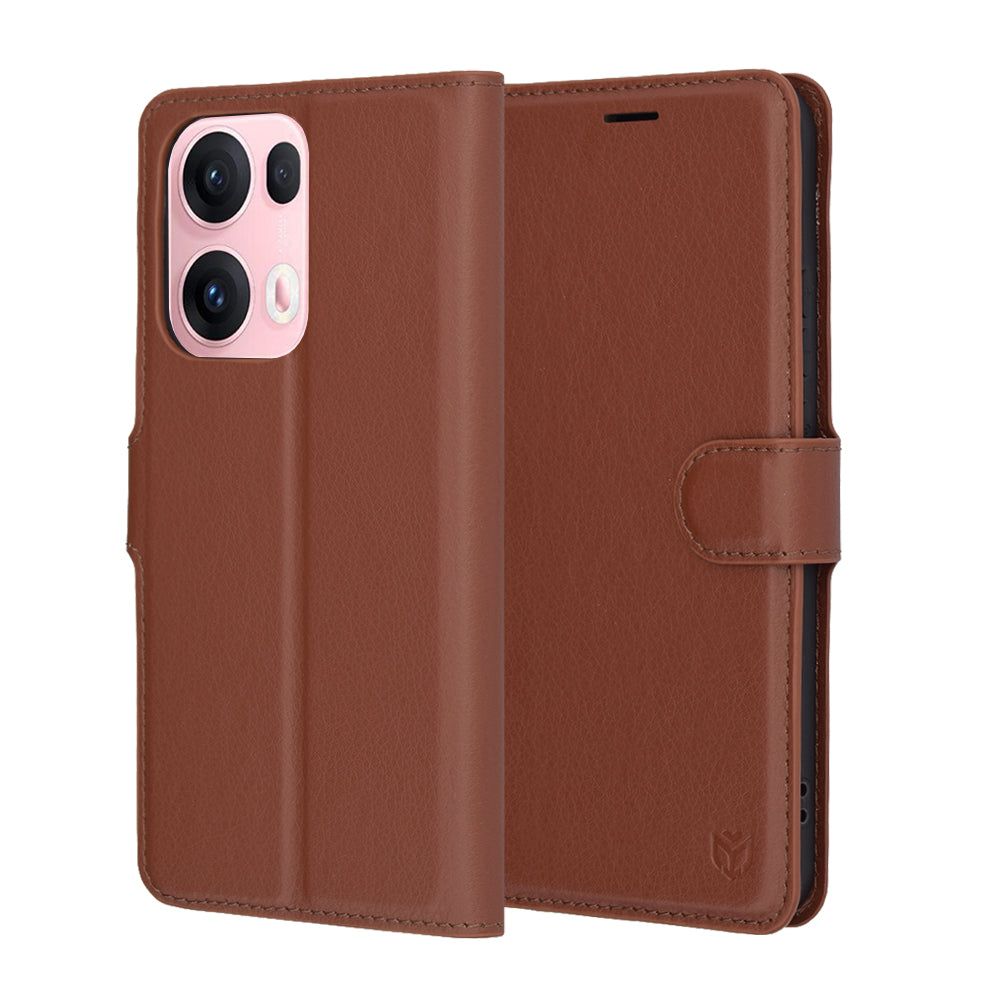 Coque pour Oppo Reno13 Pro, Techsuit, Leather Folio, Marron