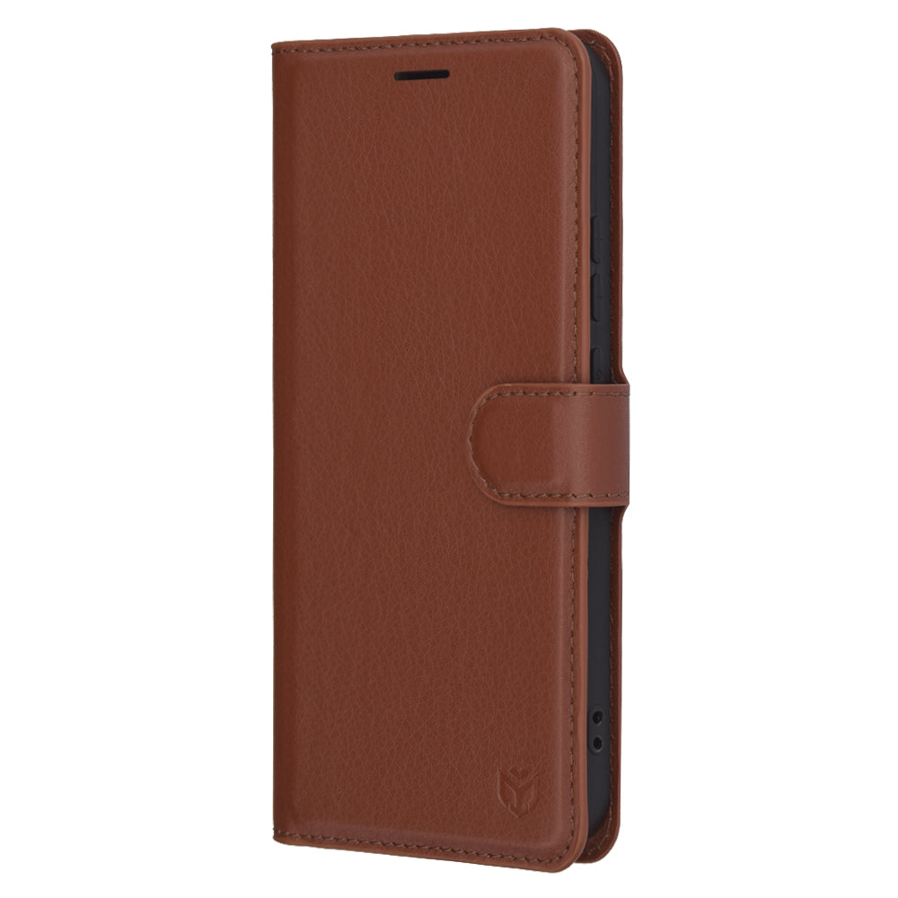 Coque pour Oppo Reno13, Techsuit, Leather Folio, Marron