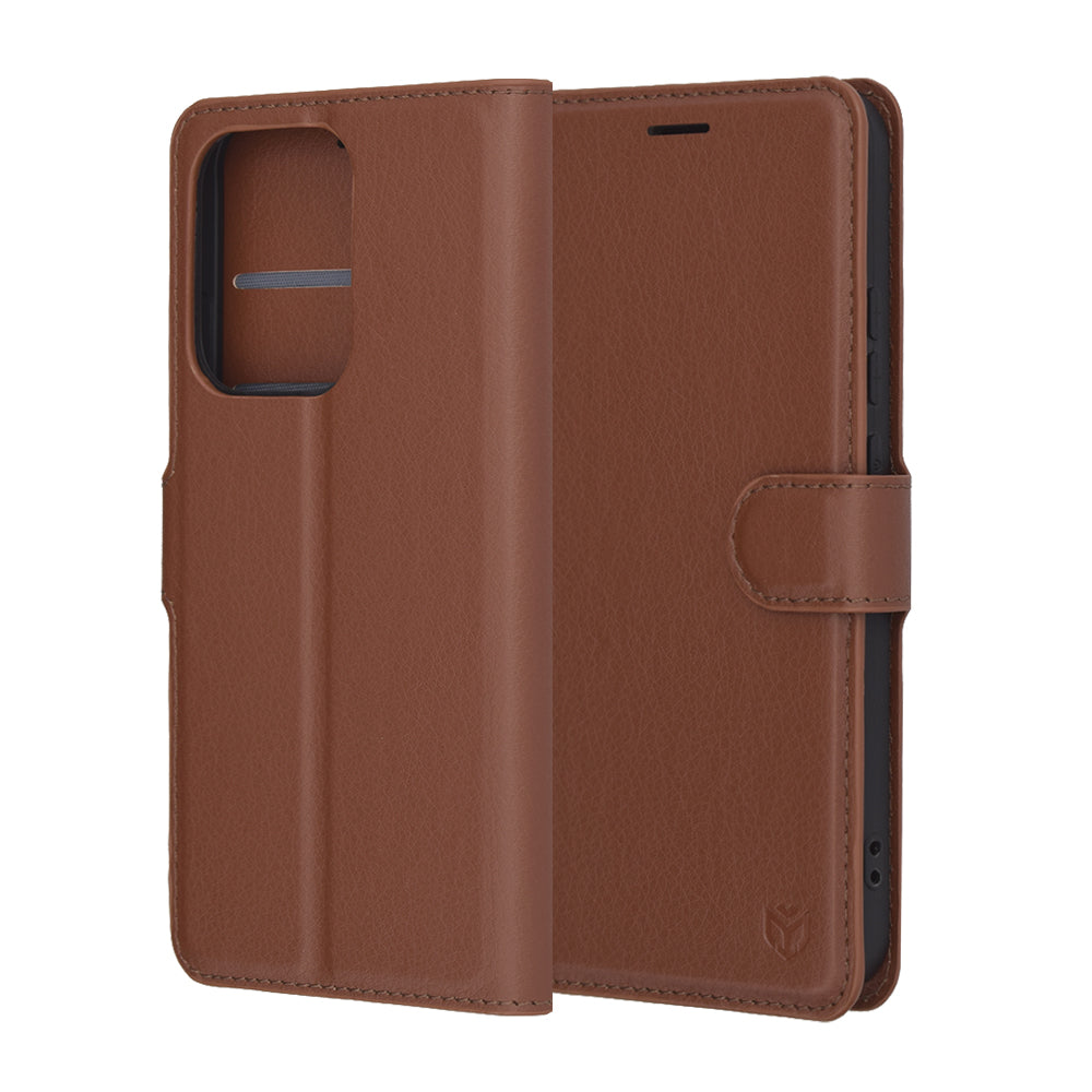 Coque pour Oppo Reno13, Techsuit, Leather Folio, Marron