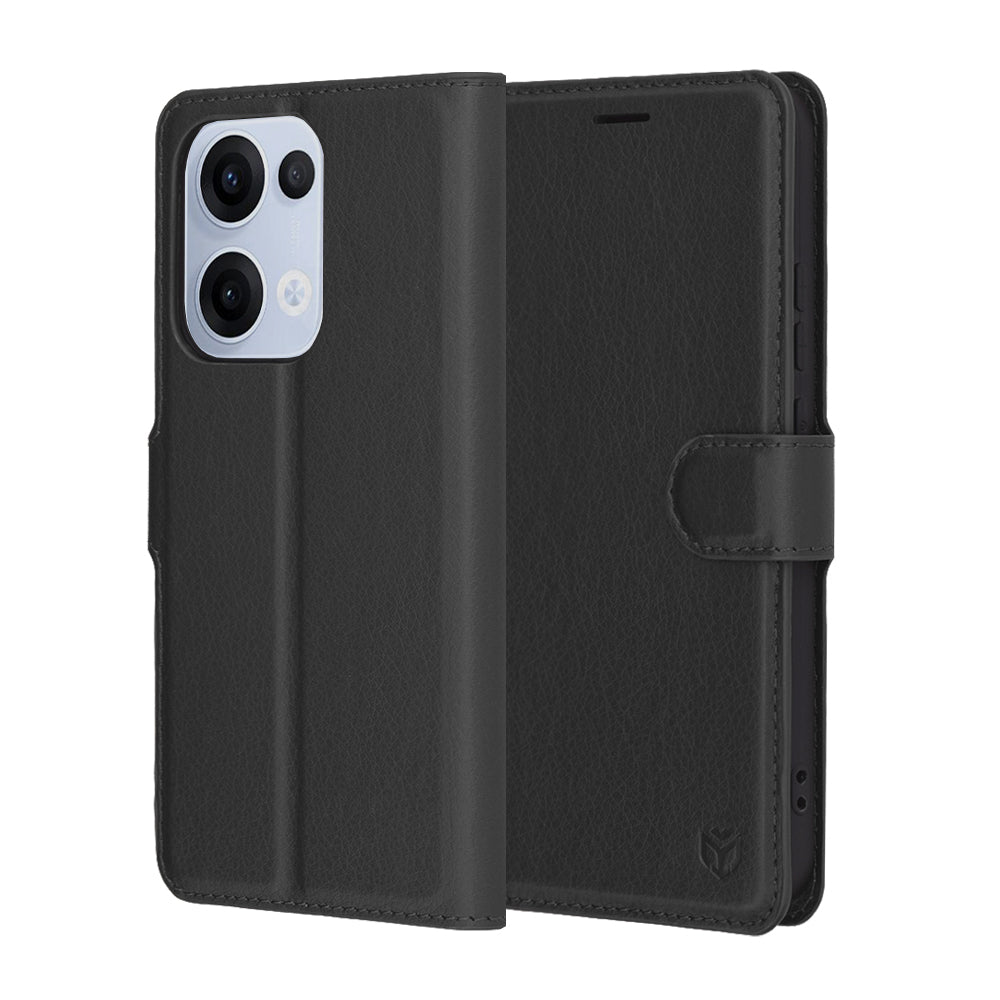 Coque pour Oppo Reno13, Techsuit, Leather Folio, Noire