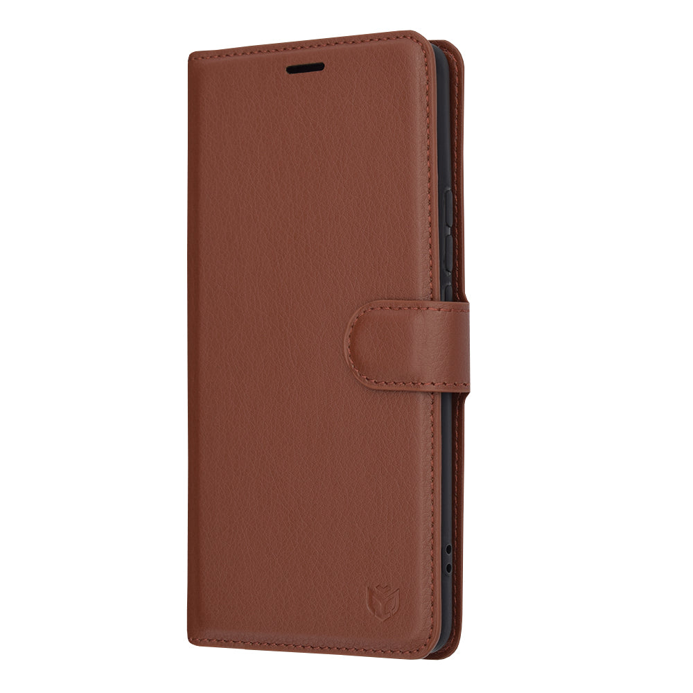 Coque pour Realme 12 Pro / 12 Pro+, Techsuit, Leather Folio, Marron
