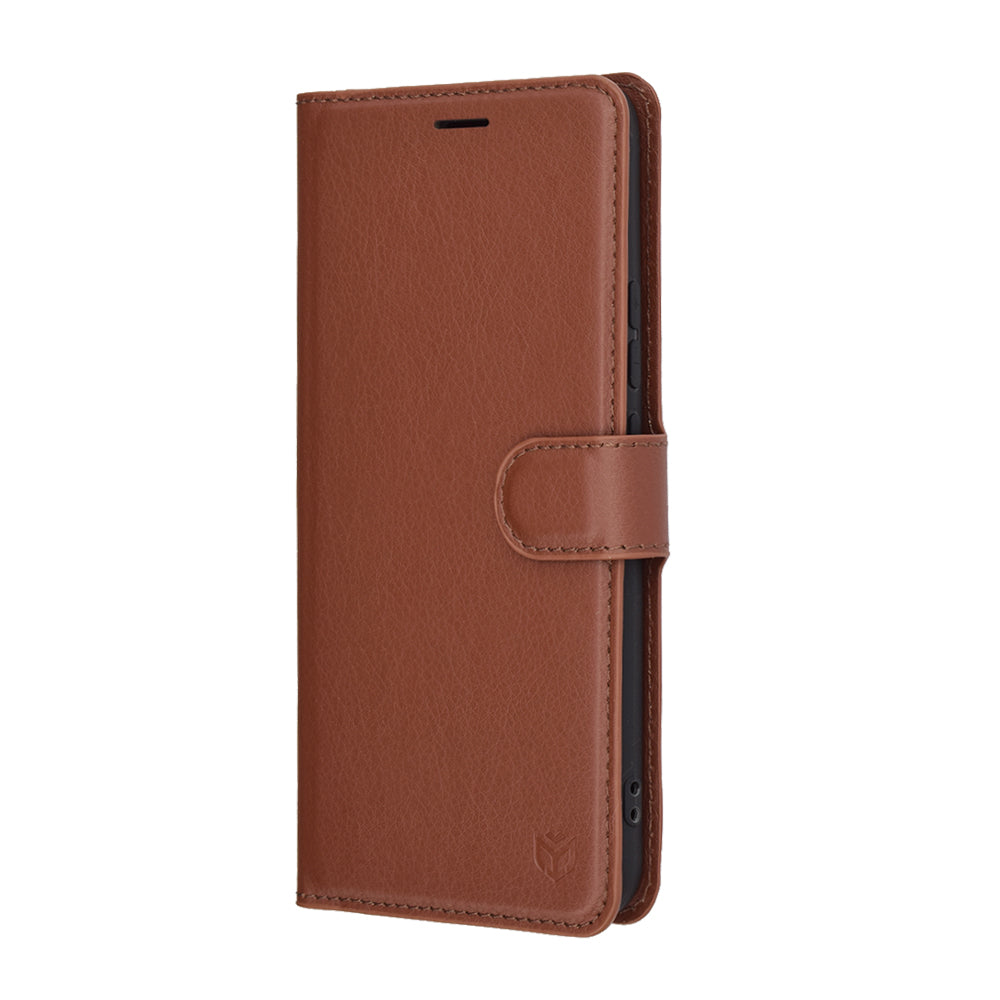 Coque pour Realme 14 Pro+, Techsuit, Leather Folio, Marron
