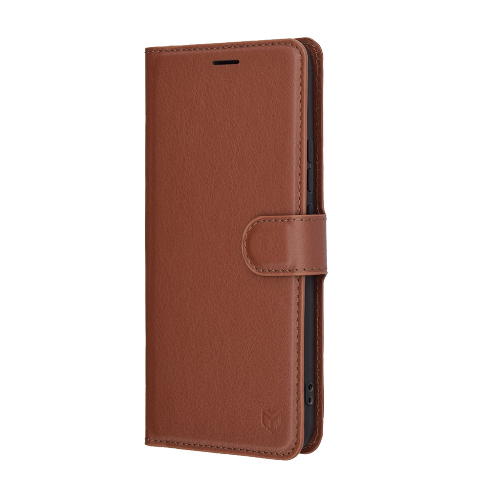 Coque pour Realme 14 Pro, Techsuit, Leather Folio, Marron