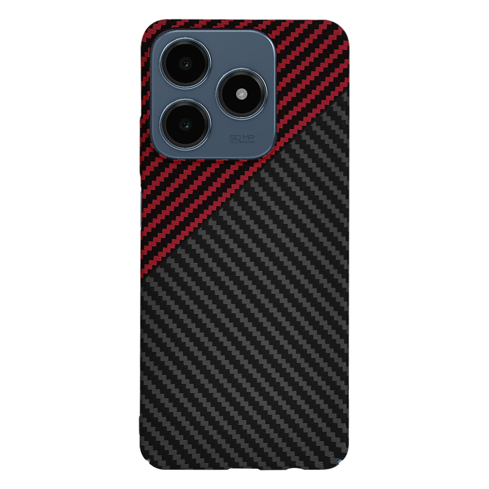 Coque pour Realme C63 / C61, Techsuit, Carbonite FiberShell, Noir Rouge