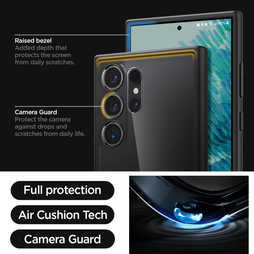 Hoes voor Samsung Galaxy S24 Ultra S928, Spigen, Ultra Hybrid, Matzwart ACS07295