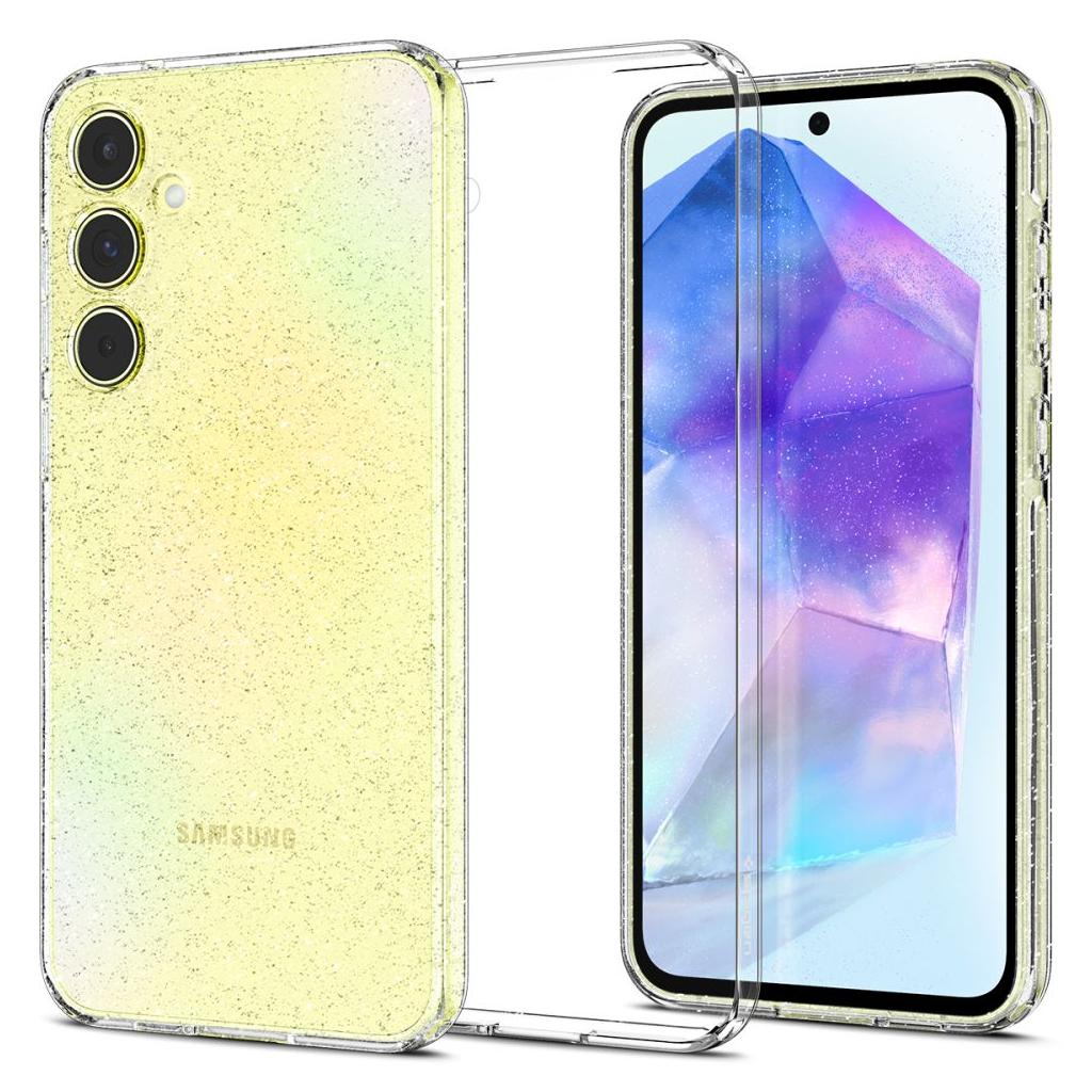 Etui pour Samsung Galaxy A55 5G A556, Spigen, Liquid Crystal Glitter, Transparent ACS07538
