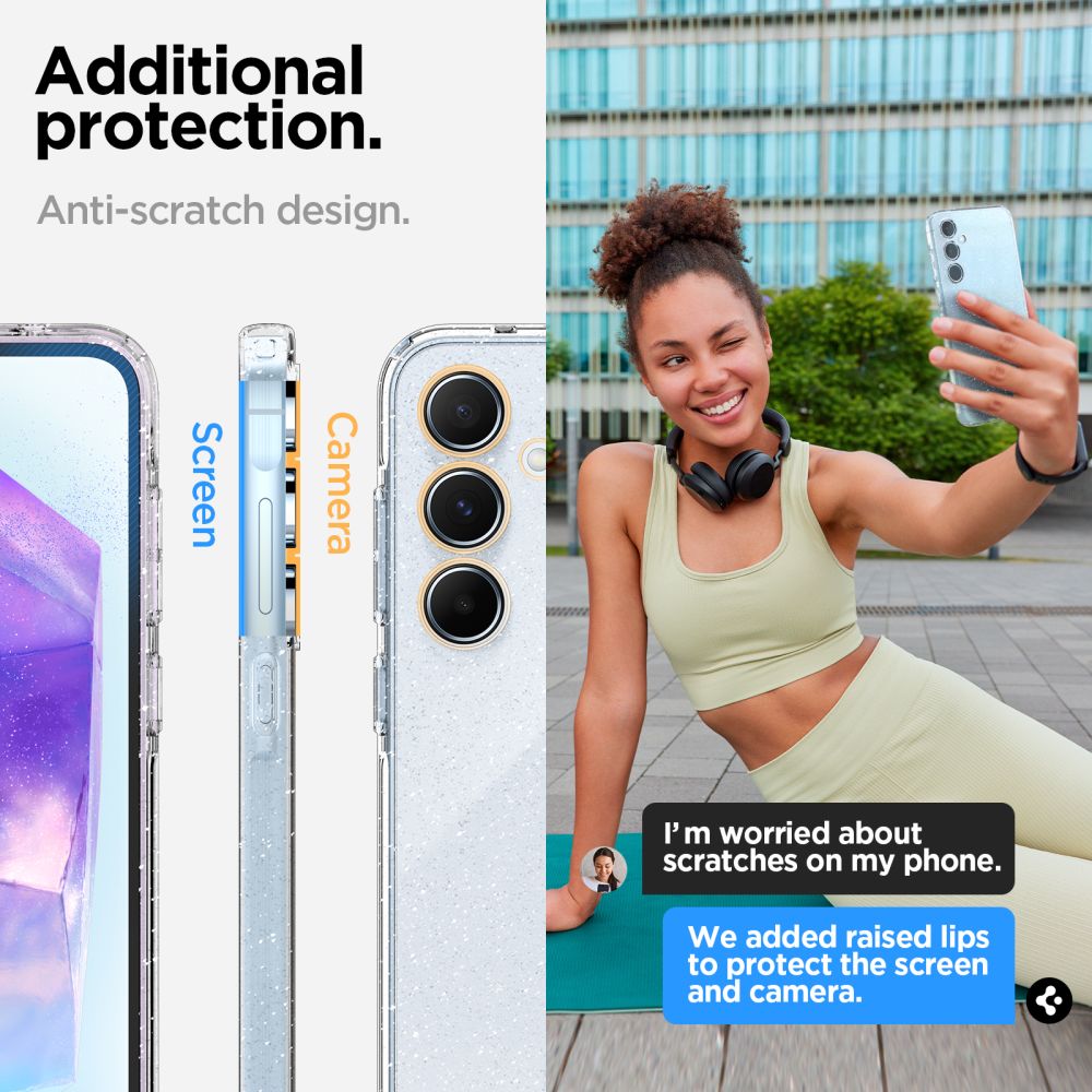 Etui pour Samsung Galaxy A55 5G A556, Spigen, Liquid Crystal Glitter, Transparent ACS07538