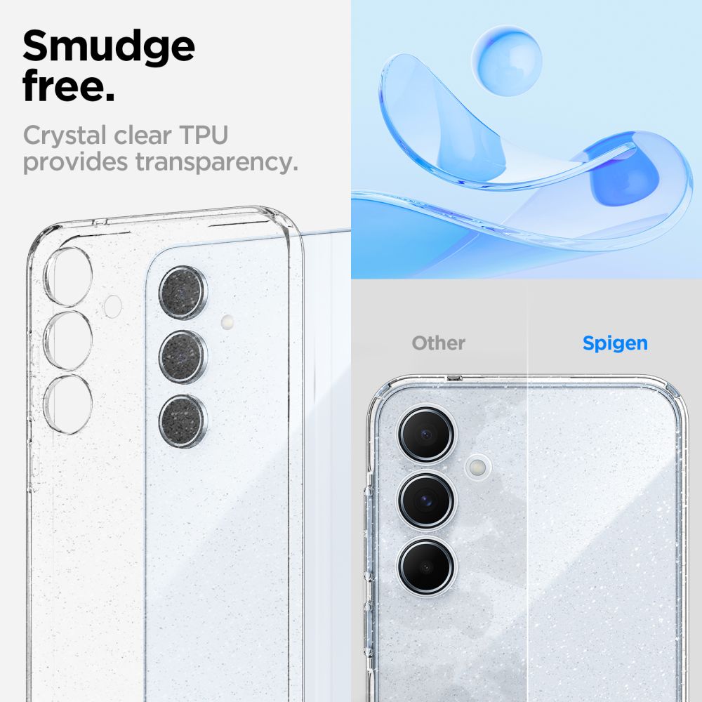 Etui pour Samsung Galaxy A55 5G A556, Spigen, Liquid Crystal Glitter, Transparent ACS07538