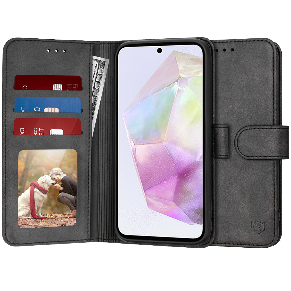 Coque pour Samsung Galaxy A35 5G A356, Techsuit, Diary Book, Noire