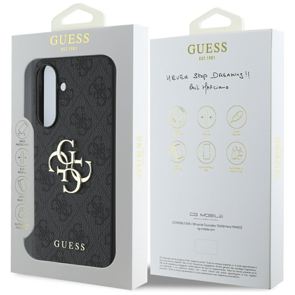 Étui pour Samsung Galaxy A36 A366, Guess, 4G Big Logo, Noir