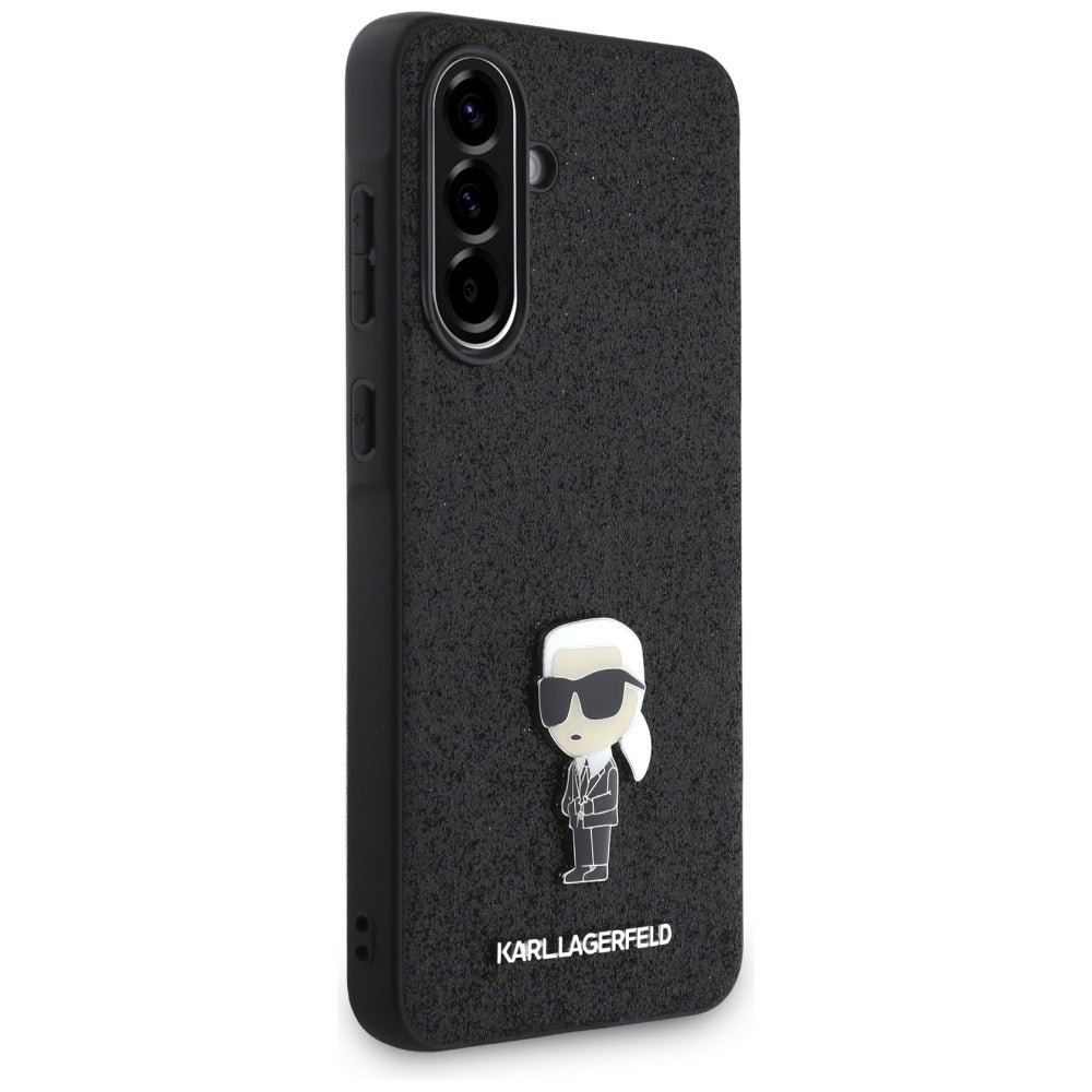 Hoes voor Samsung Galaxy A36 A366, Karl Lagerfeld, Glitter Fixed Ikonik Karl, Zwart