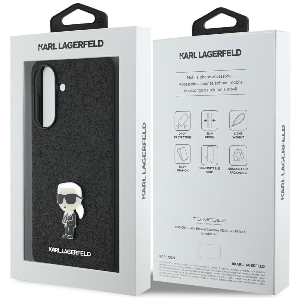 Hoes voor Samsung Galaxy A36 A366, Karl Lagerfeld, Glitter Fixed Ikonik Karl, Zwart