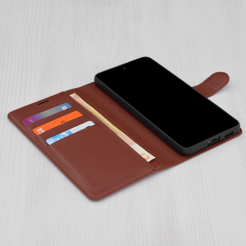 Coque pour Samsung Galaxy A54 A546, Techsuit, Leather Folio, Marron