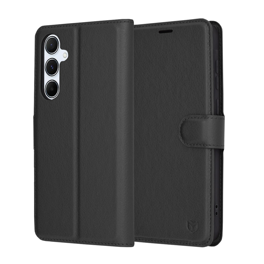 Coque pour Samsung Galaxy A55 5G A556, Techsuit, Leather Folio, Noire