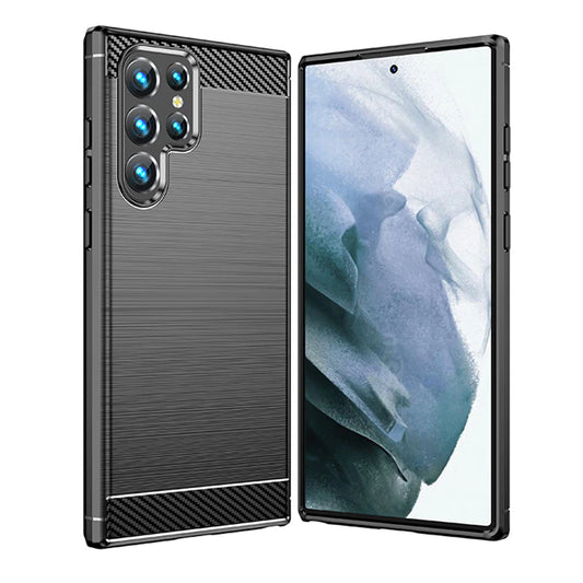 Hoes voor Samsung Galaxy S22 Ultra 5G S908, Techsuit, Carbon, Zwart