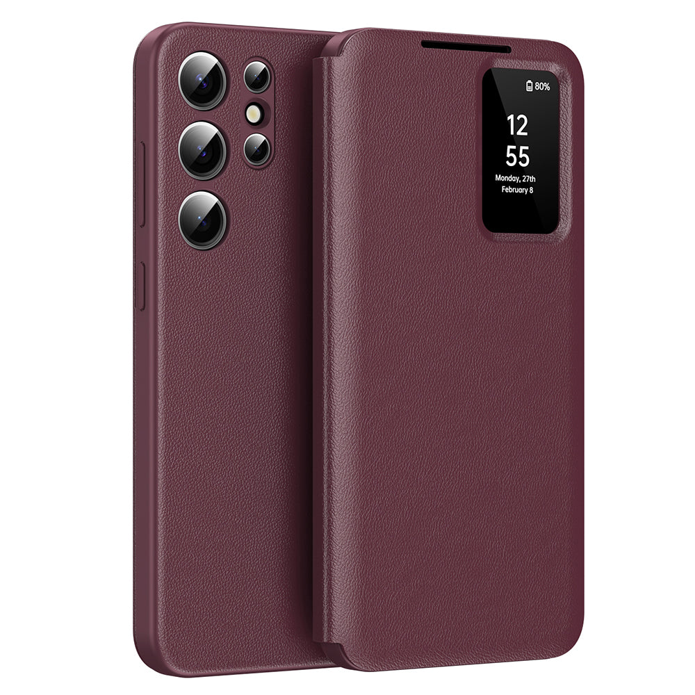 Coque pour Samsung Galaxy S22 Ultra 5G S908, Techsuit, SmartView, Rouge