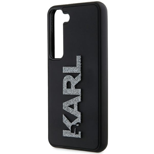Étui pour Samsung Galaxy S23+ S916, Karl Lagerfeld, Logo Pailleté en Caoutchouc 3D, Noir