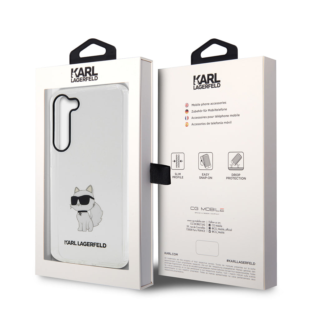 Hoes voor Samsung Galaxy S23+ S916, Karl Lagerfeld, Ikonik Choupette, Transparant
