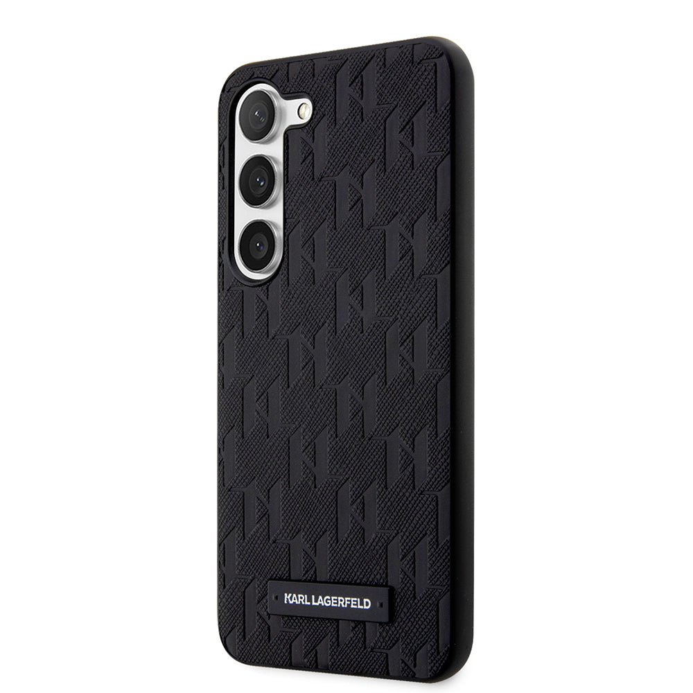 Hülle für Samsung Galaxy S23 S911, Karl Lagerfeld, Saffiano Monogram Metal Logo, Schwarz