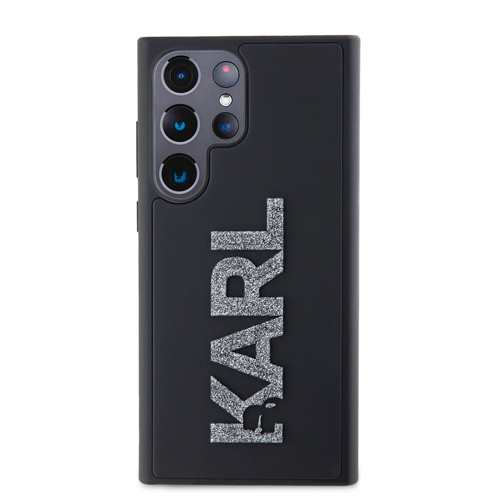 Hoes voor Samsung Galaxy S23 Ultra S918, Karl Lagerfeld, 3D Rubber Glitter Logo, Zwart