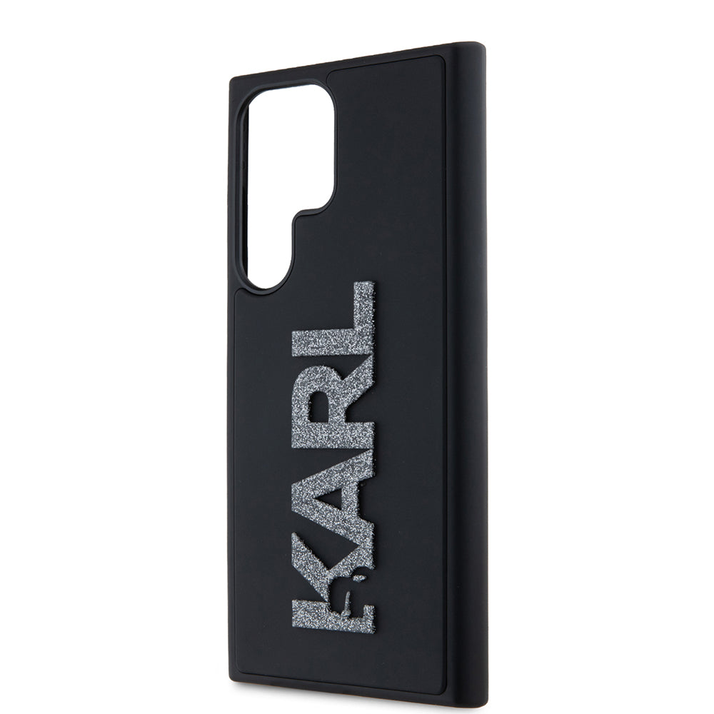 Hoes voor Samsung Galaxy S23 Ultra S918, Karl Lagerfeld, 3D Rubber Glitter Logo, Zwart