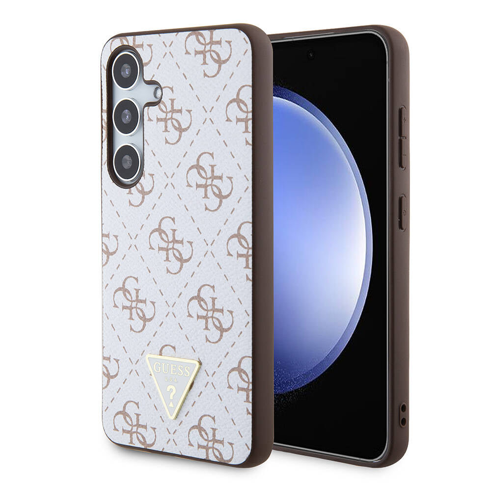 Case for Samsung Galaxy S24+ S926, Guess, 4G Triangle Logo, White