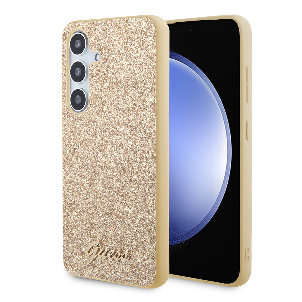 Hülle für Samsung Galaxy S24+ S926, Guess, Glitter Script, Gold