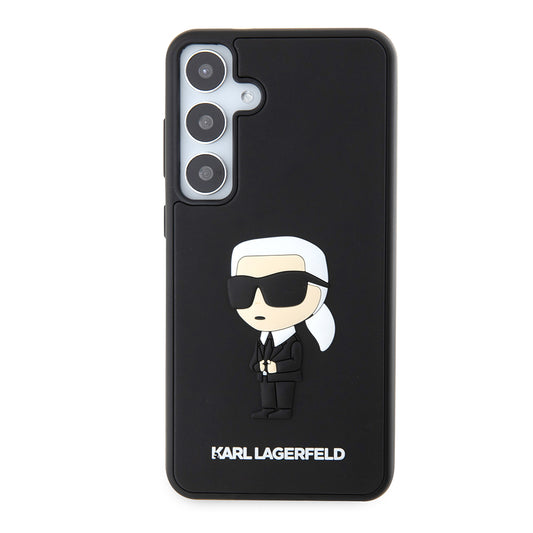 Hoes voor Samsung Galaxy S24+ S926, Karl Lagerfeld, 3D Rubber Ikonik Karl, Zwart