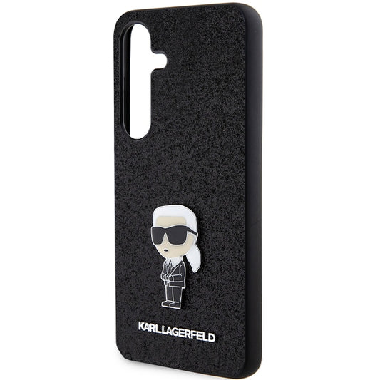 Hoes voor Samsung Galaxy S24+ S926, Karl Lagerfeld, Glitter Ikonik Karl Logo, Zwart