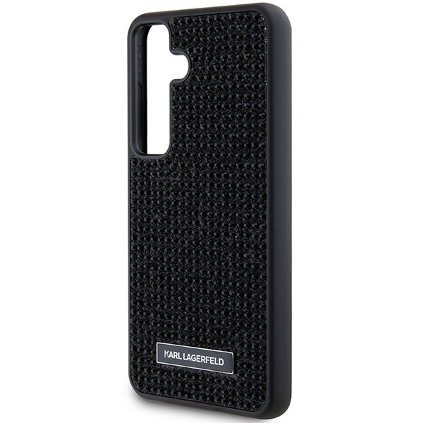 Hoes voor Samsung Galaxy S24+ S926, Karl Lagerfeld, Rhinestone Metal Plate, Zwart