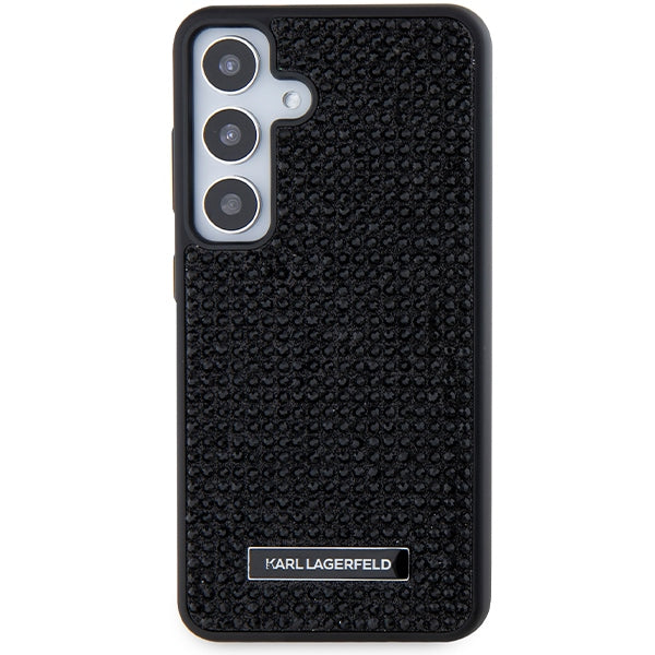 Hoes voor Samsung Galaxy S24+ S926, Karl Lagerfeld, Rhinestone Metal Plate, Zwart