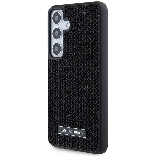 Hoes voor Samsung Galaxy S24+ S926, Karl Lagerfeld, Rhinestone Metal Plate, Zwart
