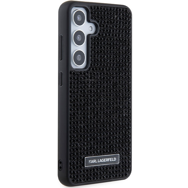 Hoes voor Samsung Galaxy S24+ S926, Karl Lagerfeld, Rhinestone Metal Plate, Zwart