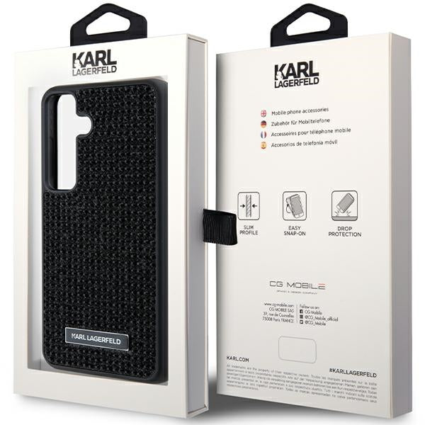 Hoes voor Samsung Galaxy S24+ S926, Karl Lagerfeld, Rhinestone Metal Plate, Zwart