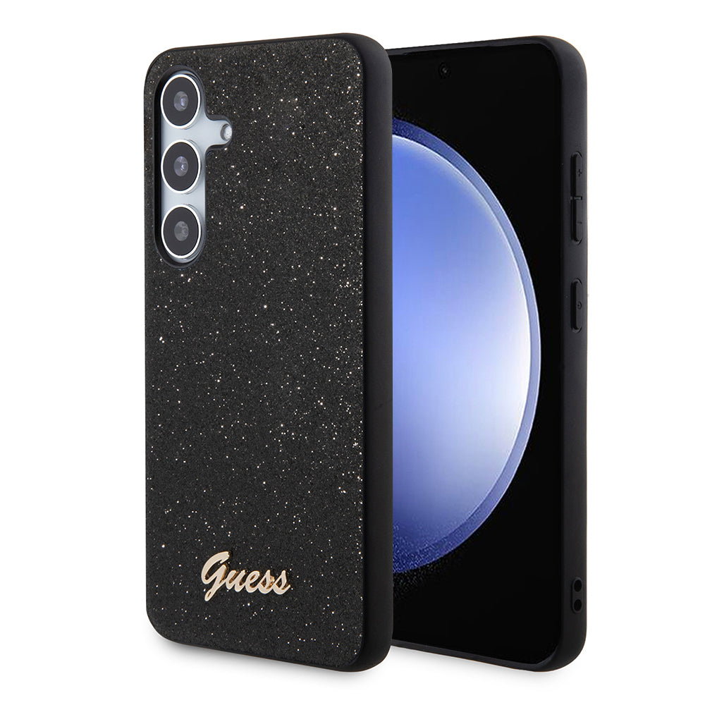 Étui pour Samsung Galaxy S24 S921, Guess, Glitter Script, Noir