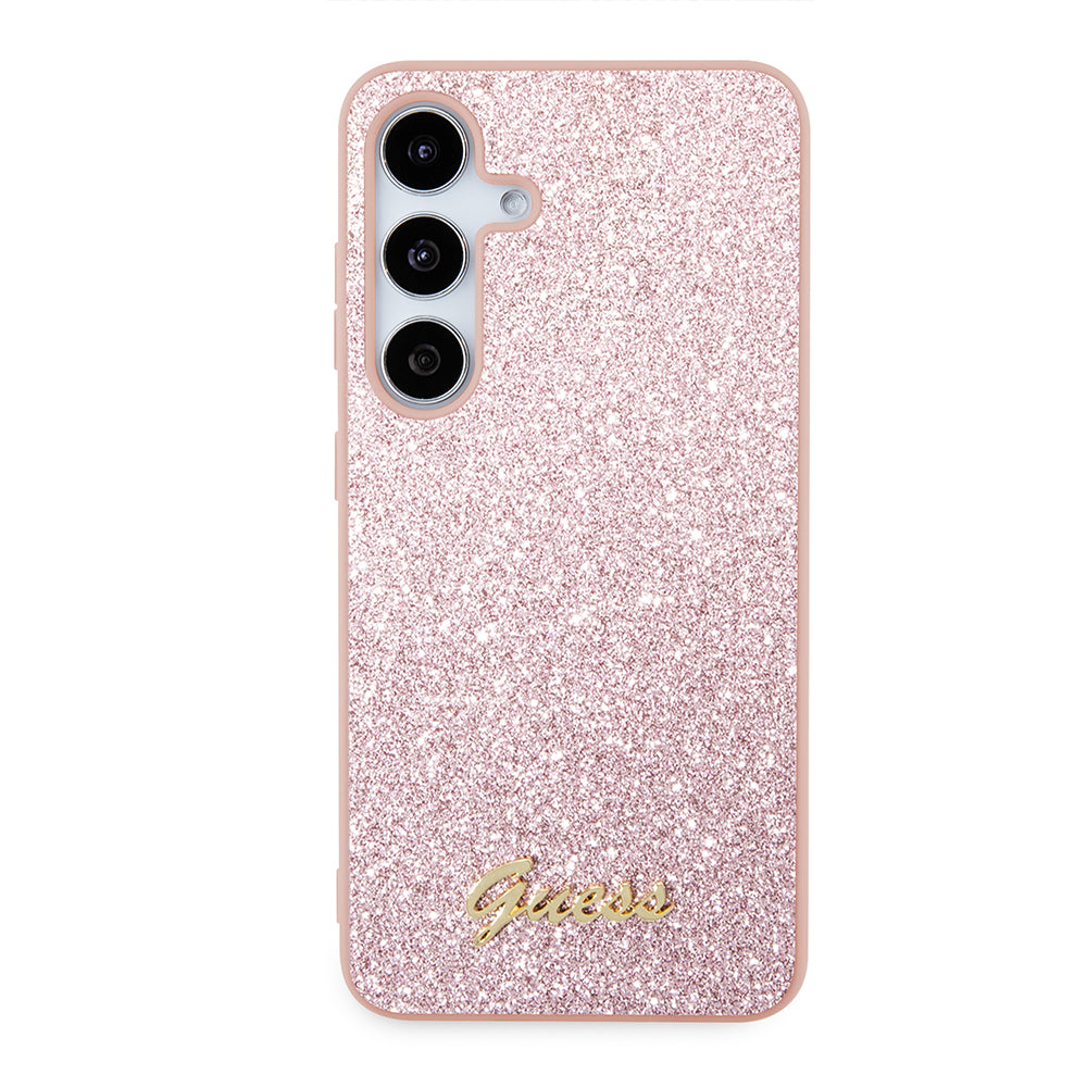 Étui pour Samsung Galaxy S24 S921, Guess, Glitter Script, Rose