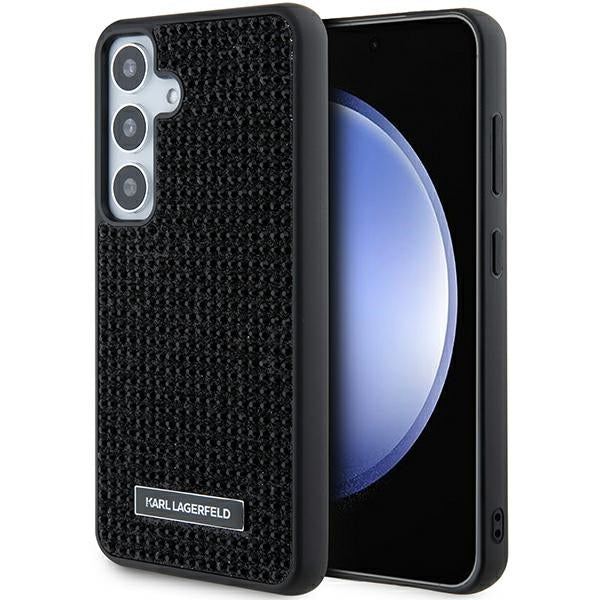 Hoes voor Samsung Galaxy S24 S921, Karl Lagerfeld, Rhinestone Metal Plate, Zwart