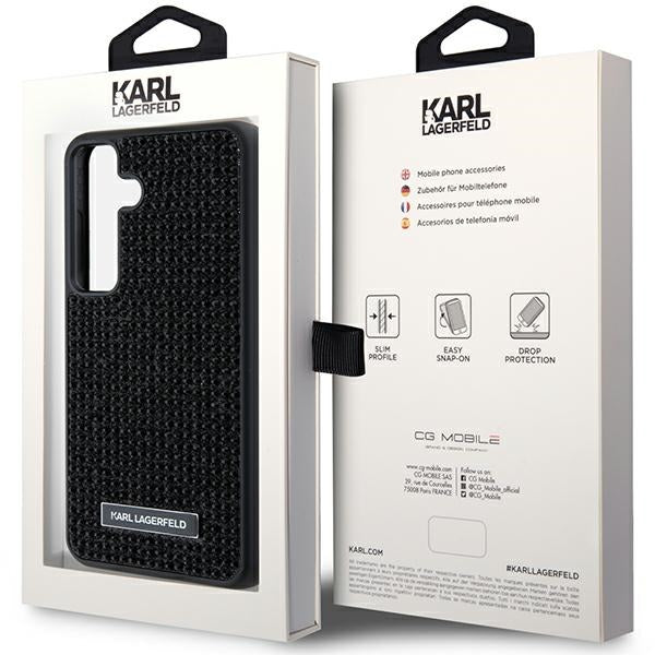 Hoes voor Samsung Galaxy S24 S921, Karl Lagerfeld, Rhinestone Metal Plate, Zwart