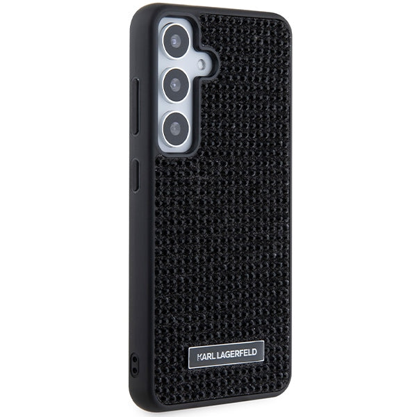 Hoes voor Samsung Galaxy S24 S921, Karl Lagerfeld, Rhinestone Metal Plate, Zwart