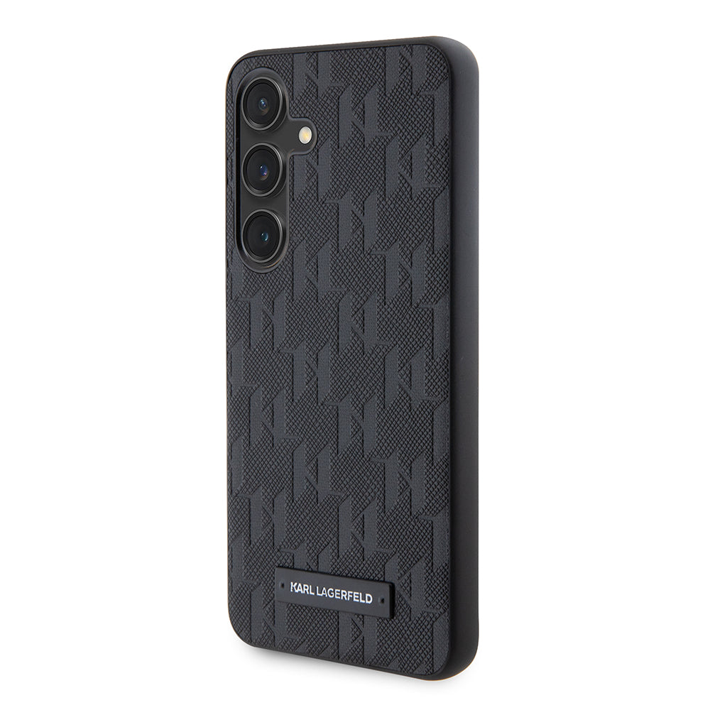 Étui pour Samsung Galaxy S24 S921, Karl Lagerfeld, Saffiano Mono Metal Logo, Noir