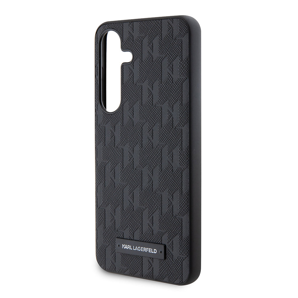 Étui pour Samsung Galaxy S24 S921, Karl Lagerfeld, Saffiano Mono Metal Logo, Noir