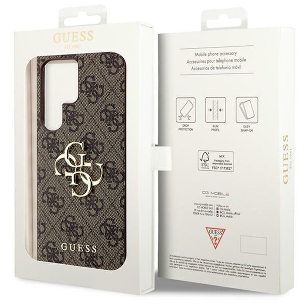 Hülle für Samsung Galaxy S24 Ultra S928, Guess, 4G Big Logo, Braun