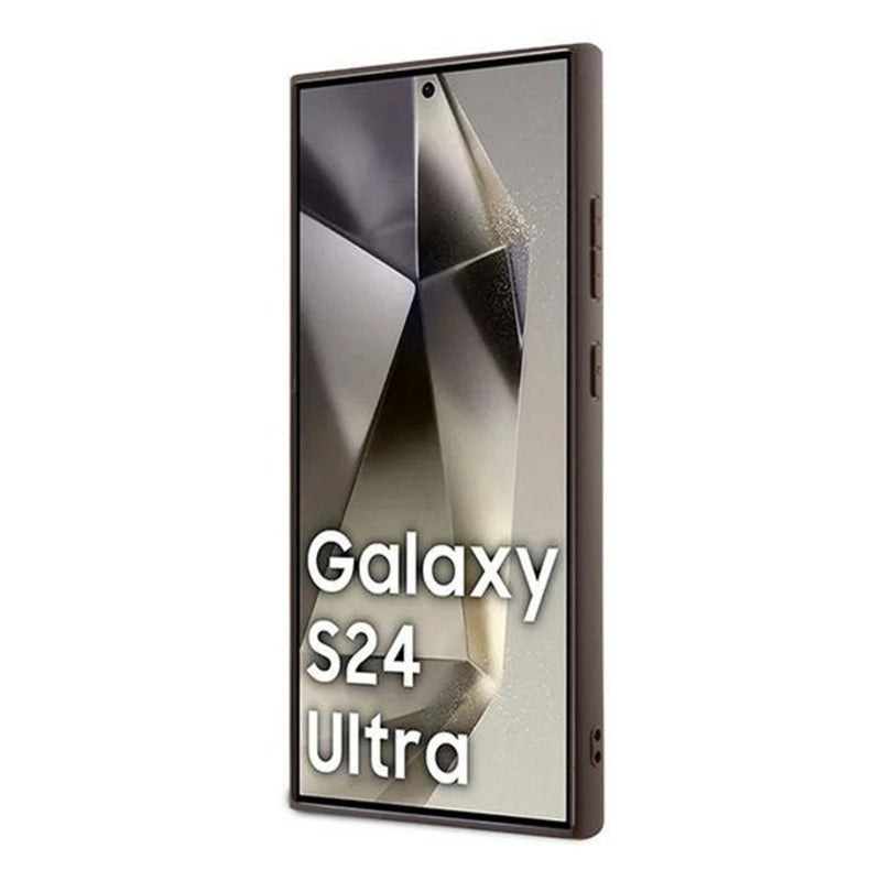 Hülle für Samsung Galaxy S24 Ultra S928, Guess, 4G Metal Gold Logo, Braun