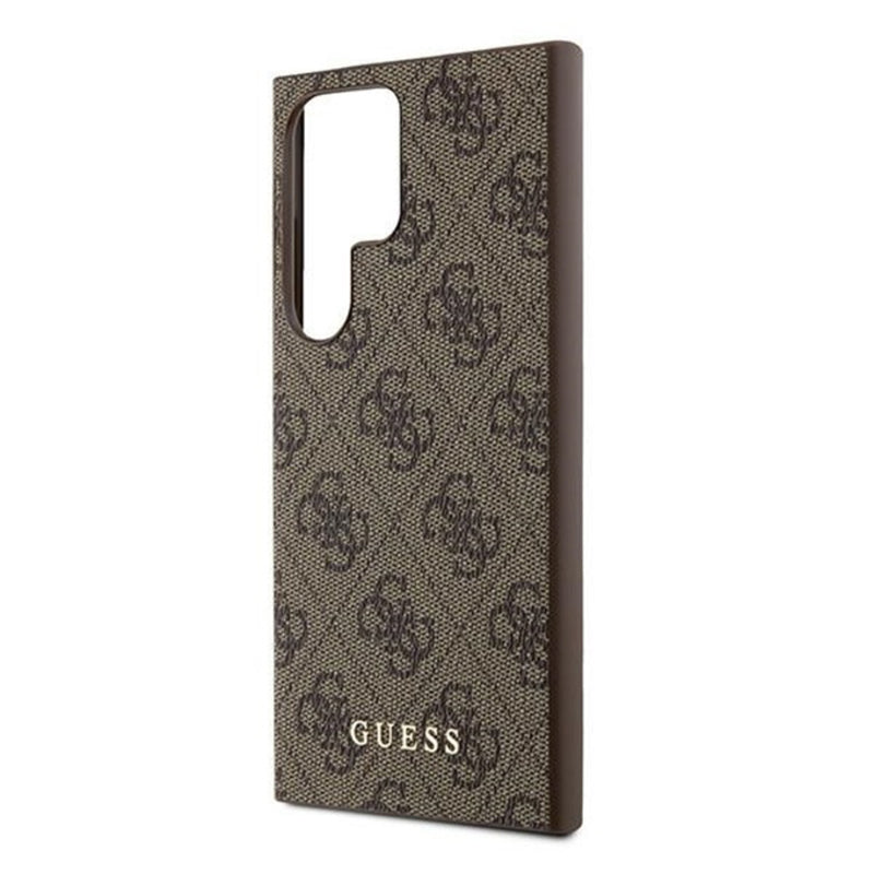 Hülle für Samsung Galaxy S24 Ultra S928, Guess, 4G Metal Gold Logo, Braun